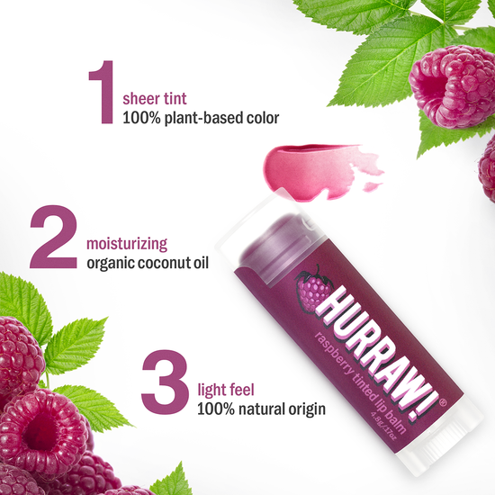 Hurraw! Raspberry Tinted Lip Balm Vegan & Organic lip tint. Hurraw